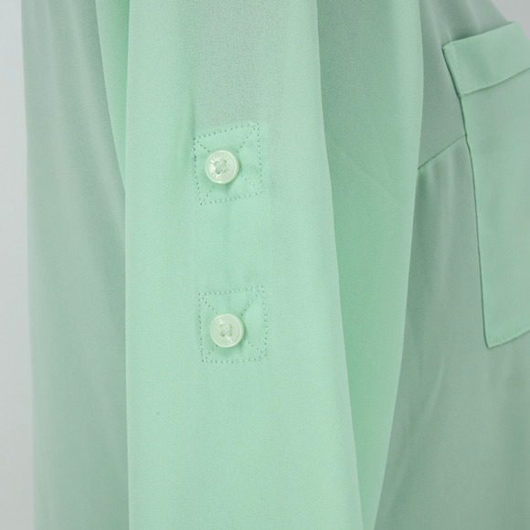 Express Top Womens Small Mint Green The Portofino Shirt Blouse Roll Tab Sleeves - Picture 12 of 15
